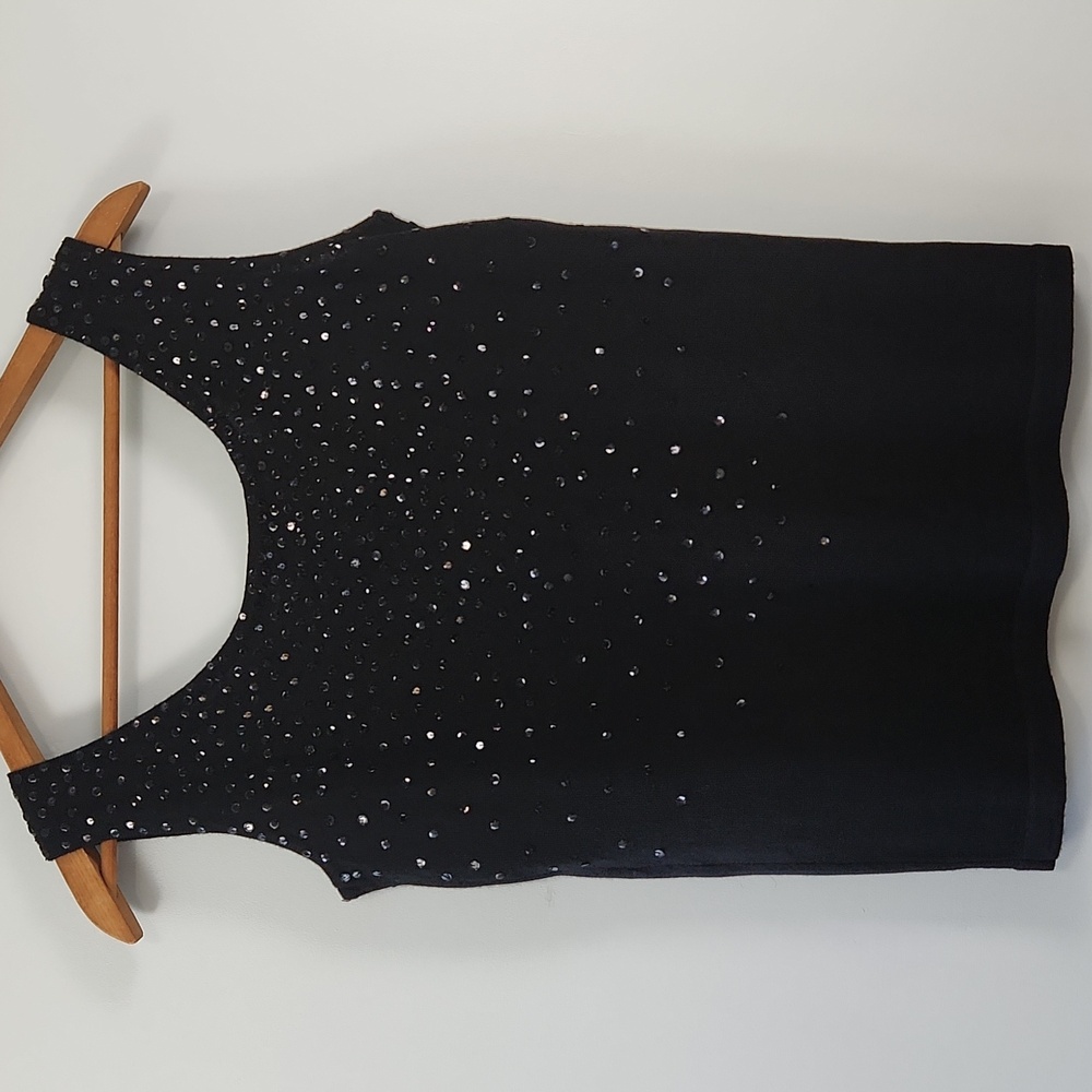 Anne Klein II Petite Black Sequin Wool Tank Top - Picture 2 of 11